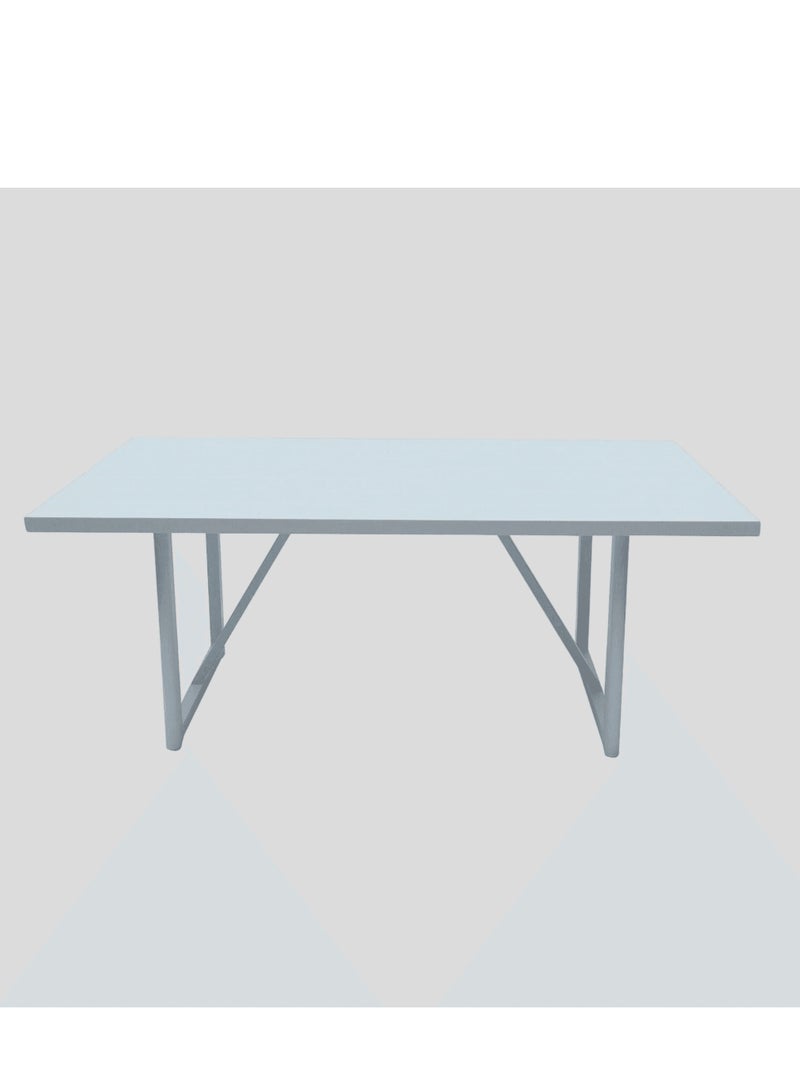 Wooden Twist Wooden Twist Calamus Aluminum Frame WPC 6-Seater Dining Set with Cushions Elegant Outdoor Patio Furniture for Garden ( Grey & White )  - Image 4