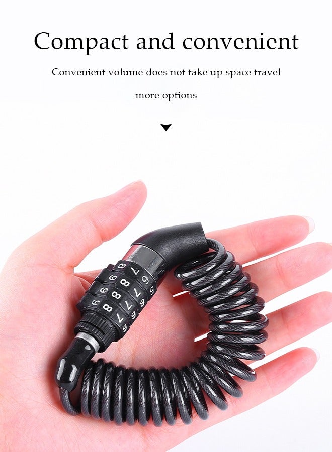 DUNISO قفل خوذة، قفل خوذة بكابل قابل للسحب للدراجات النارية، قفل سلسلة مضاد للسرقة بترتيب 4، مقاوم للماء والصدأ، مناسب للدراجات السكوتر، الأبواب، البوابات، الخوذ، 150 سم، أسود - Image 5