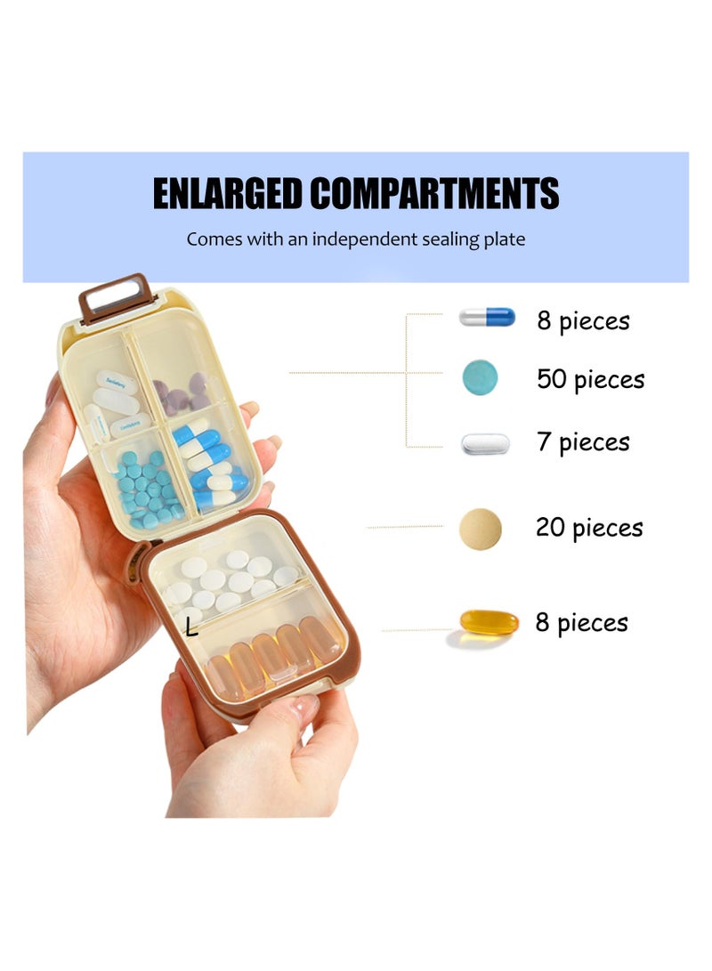 SOLARAE Weekly Pill Organizer, Daily Portable Travel Medicine Organizer Small Pill Box, Vitamin/Fish Oil Moisture Proof Box, 6 Compartment Supplement Organizer for Storing Vitamins, Pills, Capsules (White) - Image 2