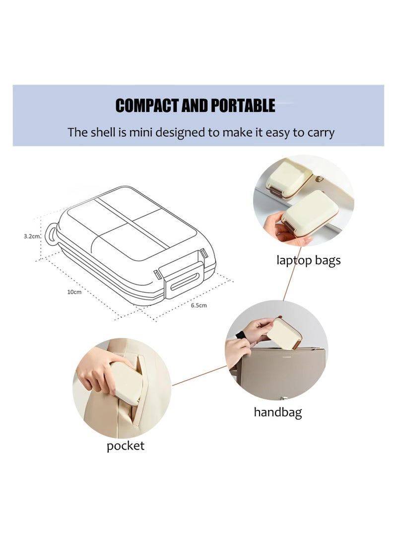 SOLARAE Weekly Pill Organizer, Daily Portable Travel Medicine Organizer Small Pill Box, Vitamin/Fish Oil Moisture Proof Box, 6 Compartment Supplement Organizer for Storing Vitamins, Pills, Capsules (White) - Image 4