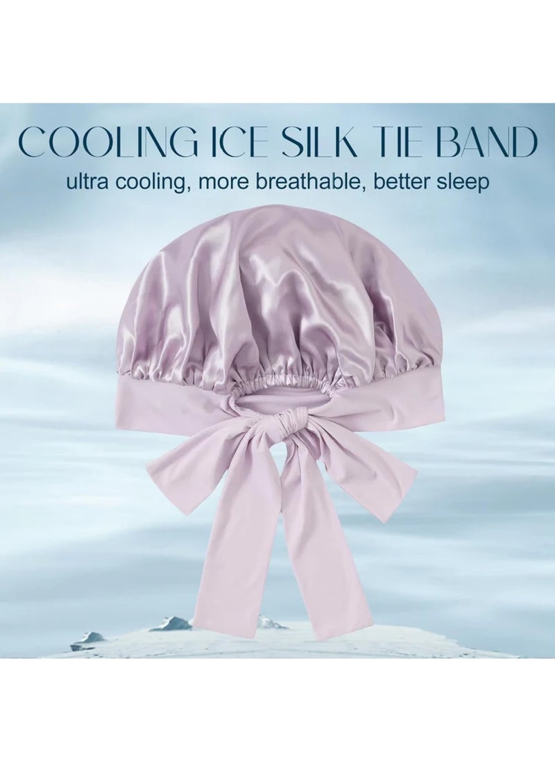 ZIMASILK 22 Momme Silk Sleep Cap with Ice Silk Band  - Image 3