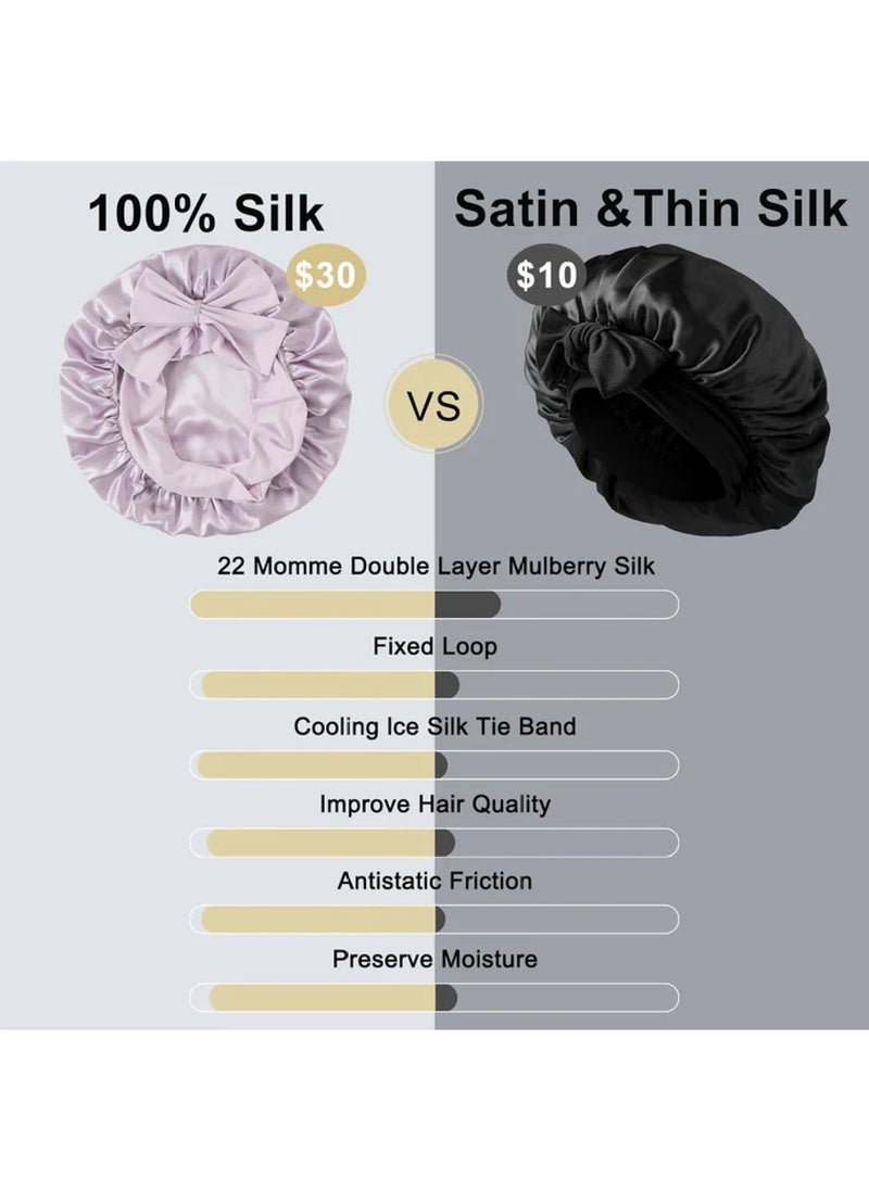 ZIMASILK 22 Momme Silk Sleep Cap with Ice Silk Band  - Image 4