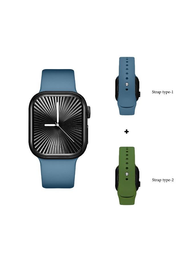 KENNETH SCOTT Kenneth Scott KA10PRO-BSHBN Unisex Smart Display Watch & Silicone Strap Military Green & Navy Blue  - Image 4