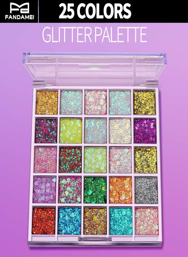 FANDAMEI 25 Colors Face Glitter, Face Glitter for Women Kids Girls, Glitter Gel No Glue Needed, Glitter for Body Hair Halloween Rave Carnival Makeup - Image 2