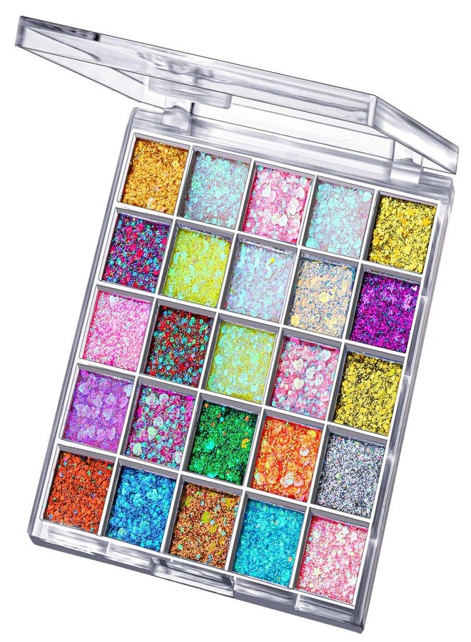 FANDAMEI 25 Colors Face Glitter, Face Glitter for Women Kids Girls, Glitter Gel No Glue Needed, Glitter for Body Hair Halloween Rave Carnival Makeup - Image 1