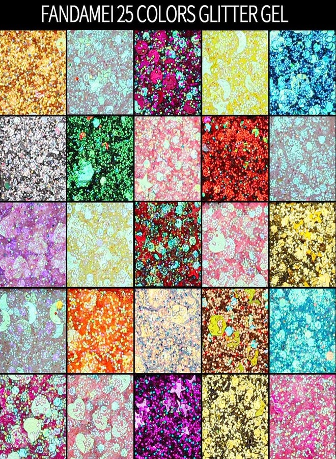 FANDAMEI 25 Colors Face Glitter, Face Glitter for Women Kids Girls, Glitter Gel No Glue Needed, Glitter for Body Hair Halloween Rave Carnival Makeup - Image 3