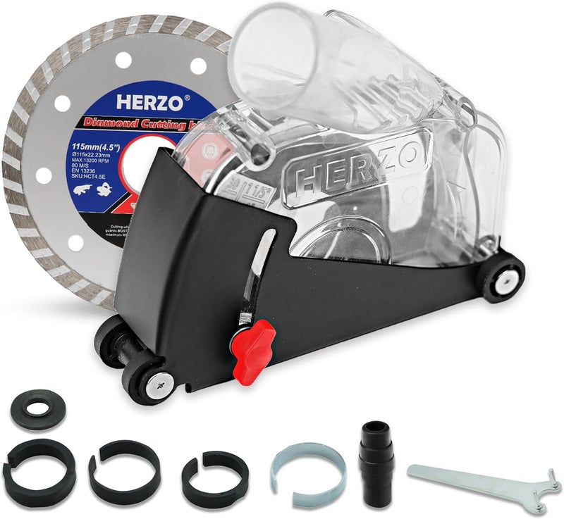 HERZO Dust Shroud Dust Extraction Cutting Guard for 5 inch and 4-1/2 inch Angle Grinder - Image 1