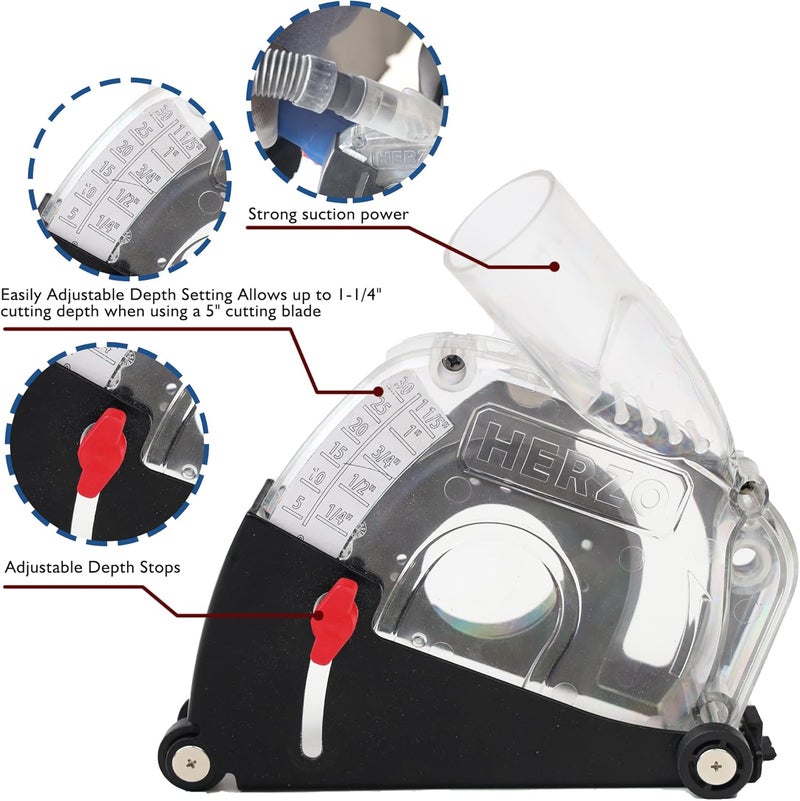 HERZO Dust Shroud Dust Extraction Cutting Guard for 5 inch and 4-1/2 inch Angle Grinder - Image 2