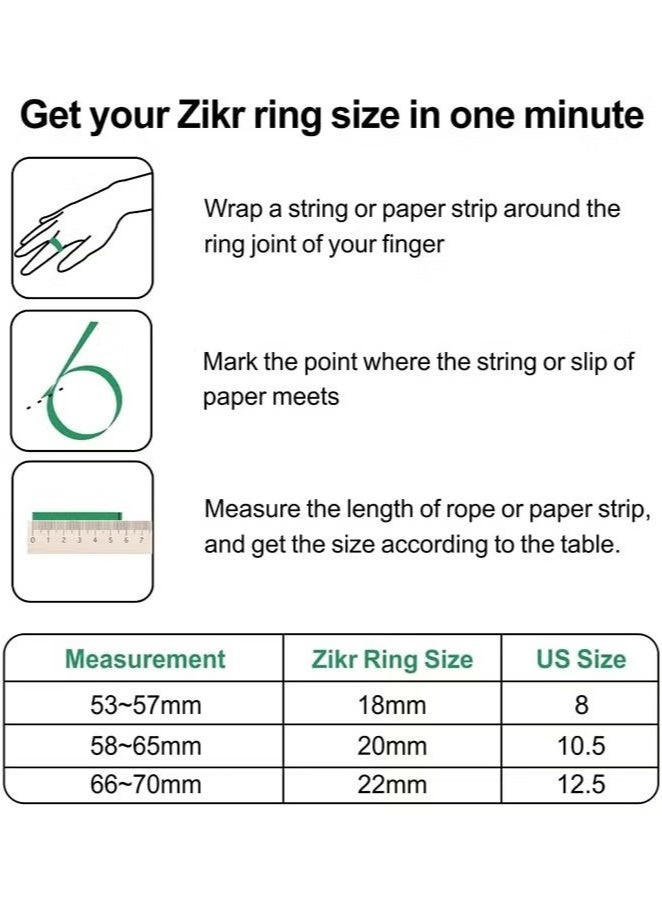 New 2025 Tasbih Zikr Smart Ring Muslims APP Support Digital Counter Prayer Include 3 Compatible Sizes(18mm/ 20mm/ 22mm) - Black  - Image 2
