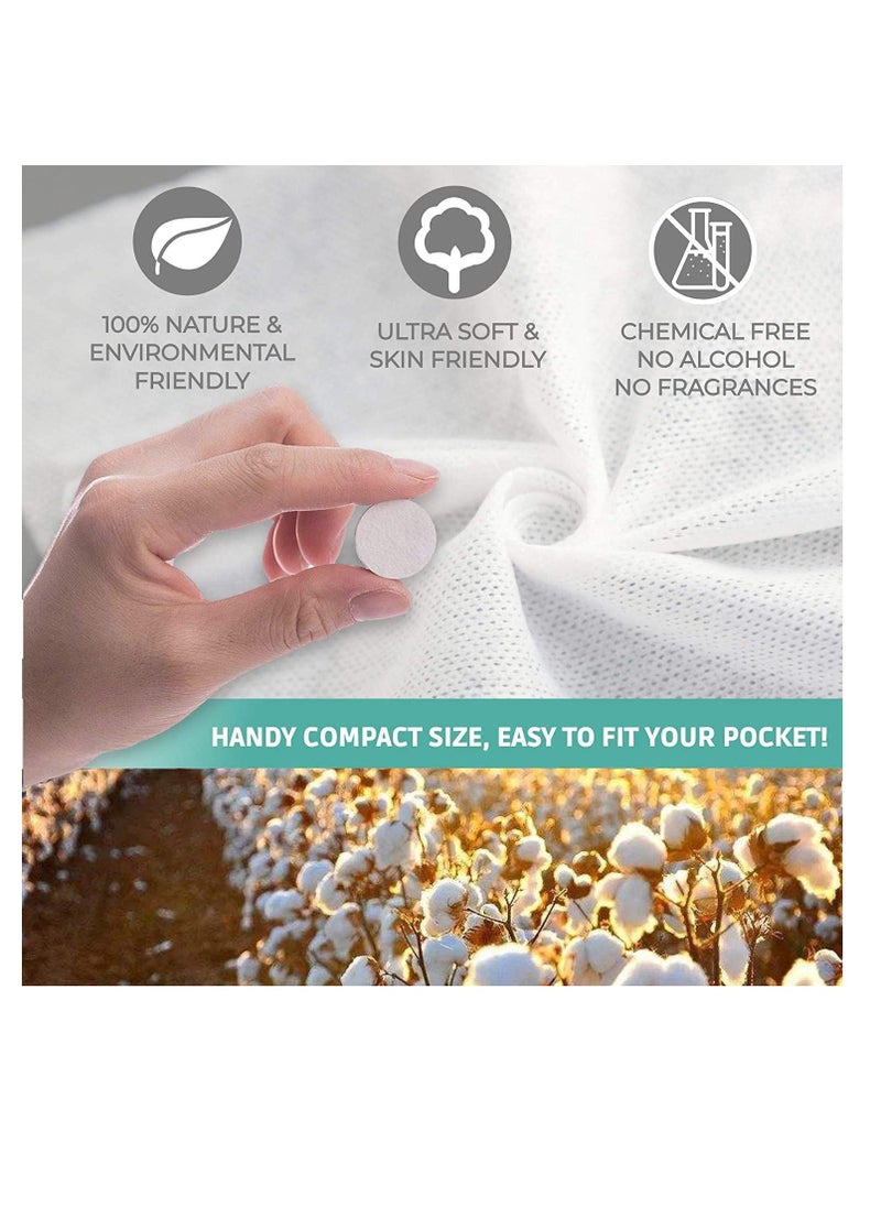 SYOSI Mini Compressed Towel 100pcs, Disposable Face Compressed Towels, Compressed Towels for Camping, Soft Hand Wipe, Portable Compressed Cotton Coin Tissue Towel for Travel/Home/Outdoor Activities  - Image 5