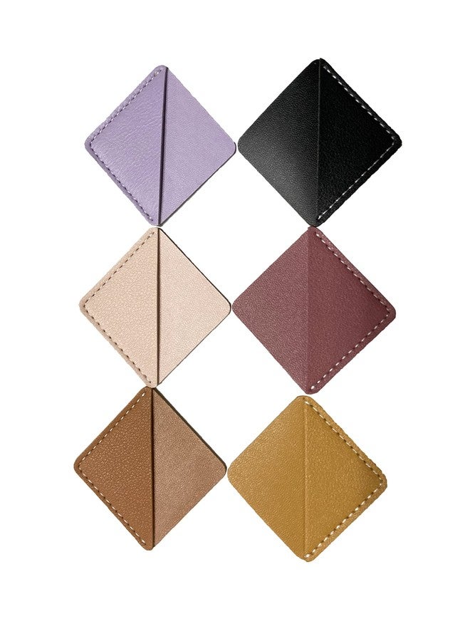 Prudance 6 Pieces PU Leather Triangle Bookmarks,6 Colors Corner Protector Page Book Marks for Reading Lovers - Image 1