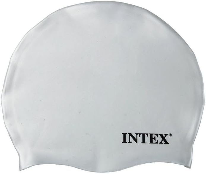 Intex Silicone Swim Cap - White/Blue/Black - Image 1