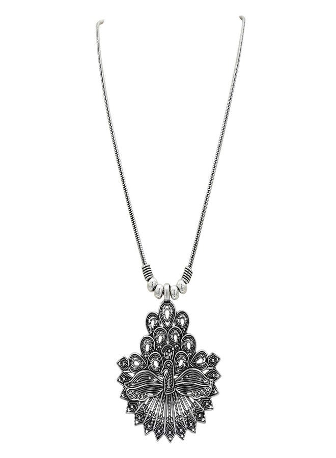 Sasitrends Oxidized German Silver Peacock Pendant Chain Necklace for Women and Girls - Image 5