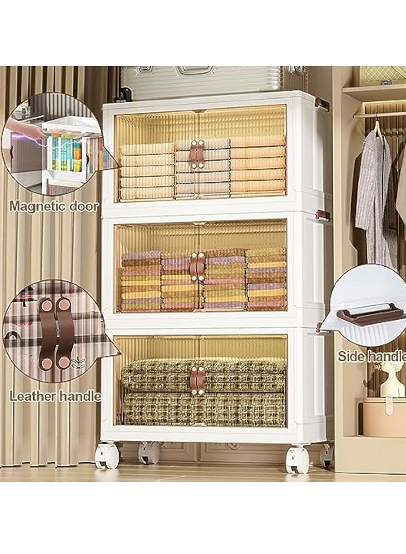 Arabest Plastic Storage Bins with Lid,Stackable Closet Kitchen Organizer and Storage,Transparent Storage Boxes Containers with Wheels for Home Closet Dorm Car,5 PACK,12 GAL/46L  - Image 5