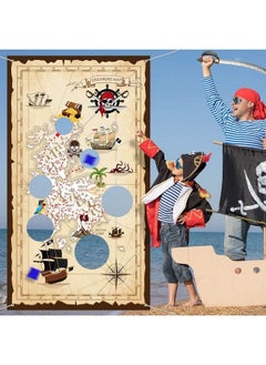 Blulu Pirate Bean Bag Toss Game For Kids Pirate Banner With 3 Bean Bags For Kids Pirate Theme Party Decorations And Supplies  - Image 1