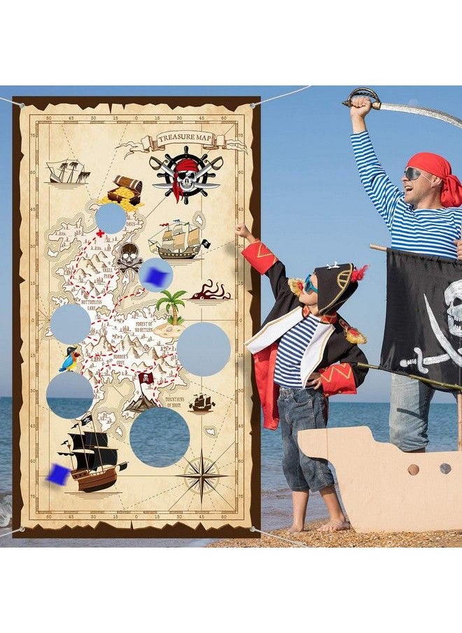 Blulu Pirate Bean Bag Toss Game For Kids Pirate Banner With 3 Bean Bags For Kids Pirate Theme Party Decorations And Supplies  - Image 1