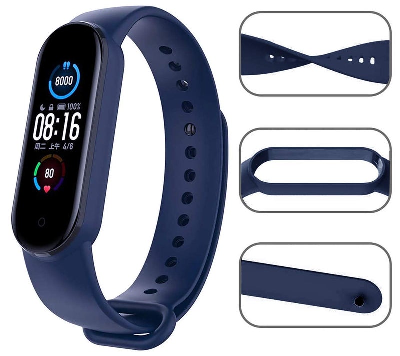 WOW IMAGINE Replacement Strap Wristband for Mi Band 5 Smartwatch | Soft Silicone Matte Sport Wristband Accessory Flexible Bracelet Compatible with Xiaomi Mi Band 5 – Washington Blue - Image 2