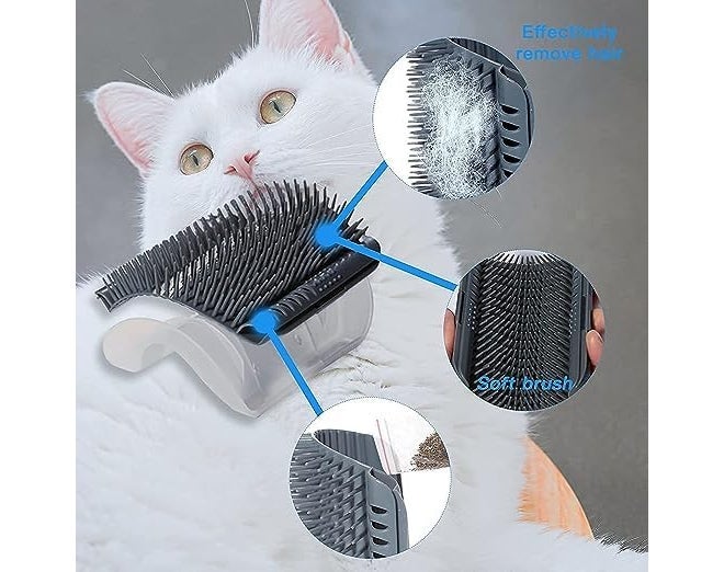 Pups&Pets Cat Self Groomer Wall Corner Groomer Soft Grooming Brush Massage Combs for Short Long Fur Cats, Softer Massager Toy for Kitten Puppy - Image 3