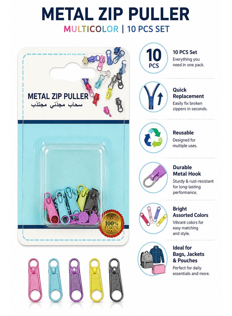 10 PCS Zipper Pull Replacement Set – Metal Zipper Repair Sliders for Clothing, Jeans, Jackets, Luggage, Backpacks, Bags & Tents, Multicolor - Image 5