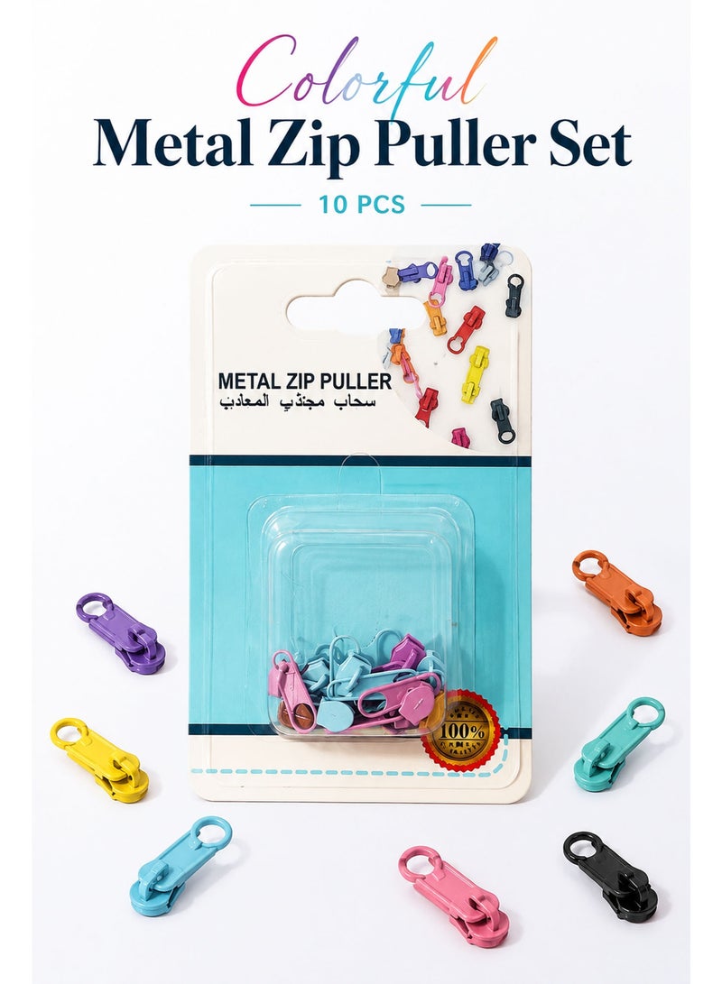 10 PCS Zipper Pull Replacement Set – Metal Zipper Repair Sliders for Clothing, Jeans, Jackets, Luggage, Backpacks, Bags & Tents, Multicolor - Image 3
