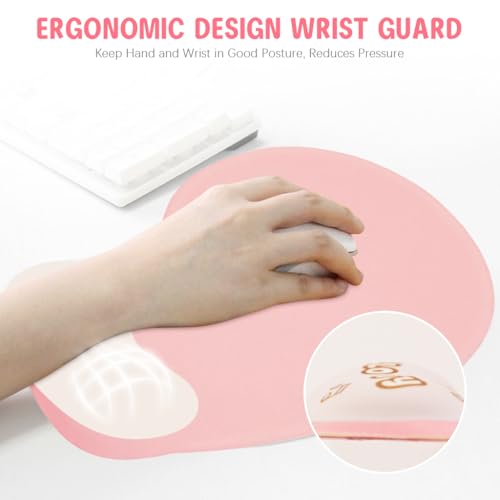 Fancyku® KawaiiKit Mouse Pad with Wrist Rest Ergonomic Gel Cushion Smooth Lycra Cover Cute Cartoon Design Gaming Mouse Pad for Office Desk with Non-Slip Silicone Base - Image 5