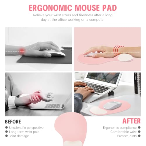 Fancyku® KawaiiKit Mouse Pad with Wrist Rest Ergonomic Gel Cushion Smooth Lycra Cover Cute Cartoon Design Gaming Mouse Pad for Office Desk with Non-Slip Silicone Base - Image 2