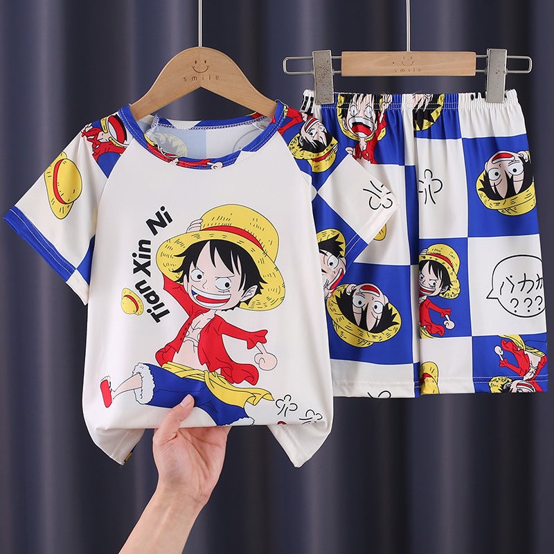 Summer Girls' Pajamas Thin Air Conditioner Short-Sleeved Children'S Little Girls Summer Baby Home Clothes Suit Outer Wear - Image 4