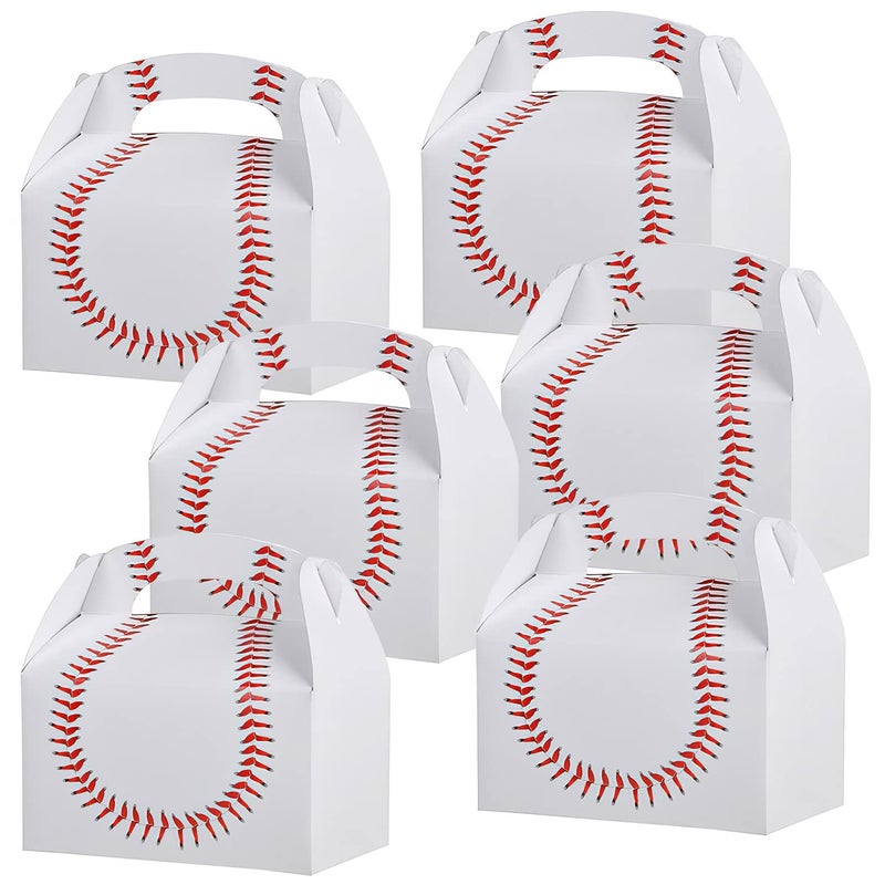 ArtCreativity Baseball Party Favors Pack of 12 Cardboard Gift Box with Handles Goodie Gift Bags Treat Boxes for Candy Cookies Toys Team Baseball Snack Bag Sports Themed Birthday Bulk Supplies
