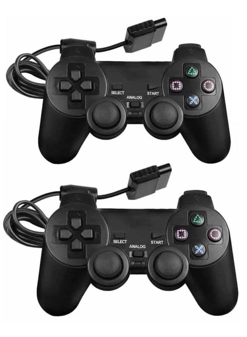 Gaming Controller For PlayStation 2 Black  2pcs - Image 1