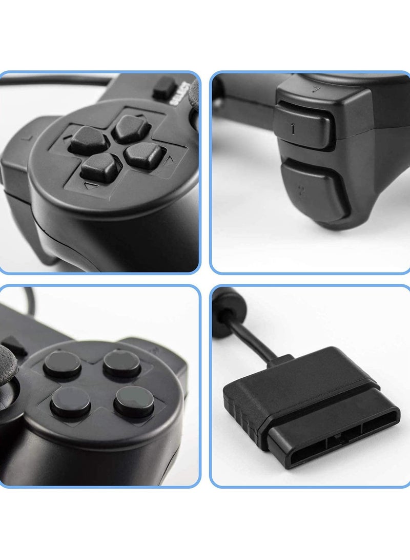 Gaming Controller For PlayStation 2 Black  2pcs - Image 2