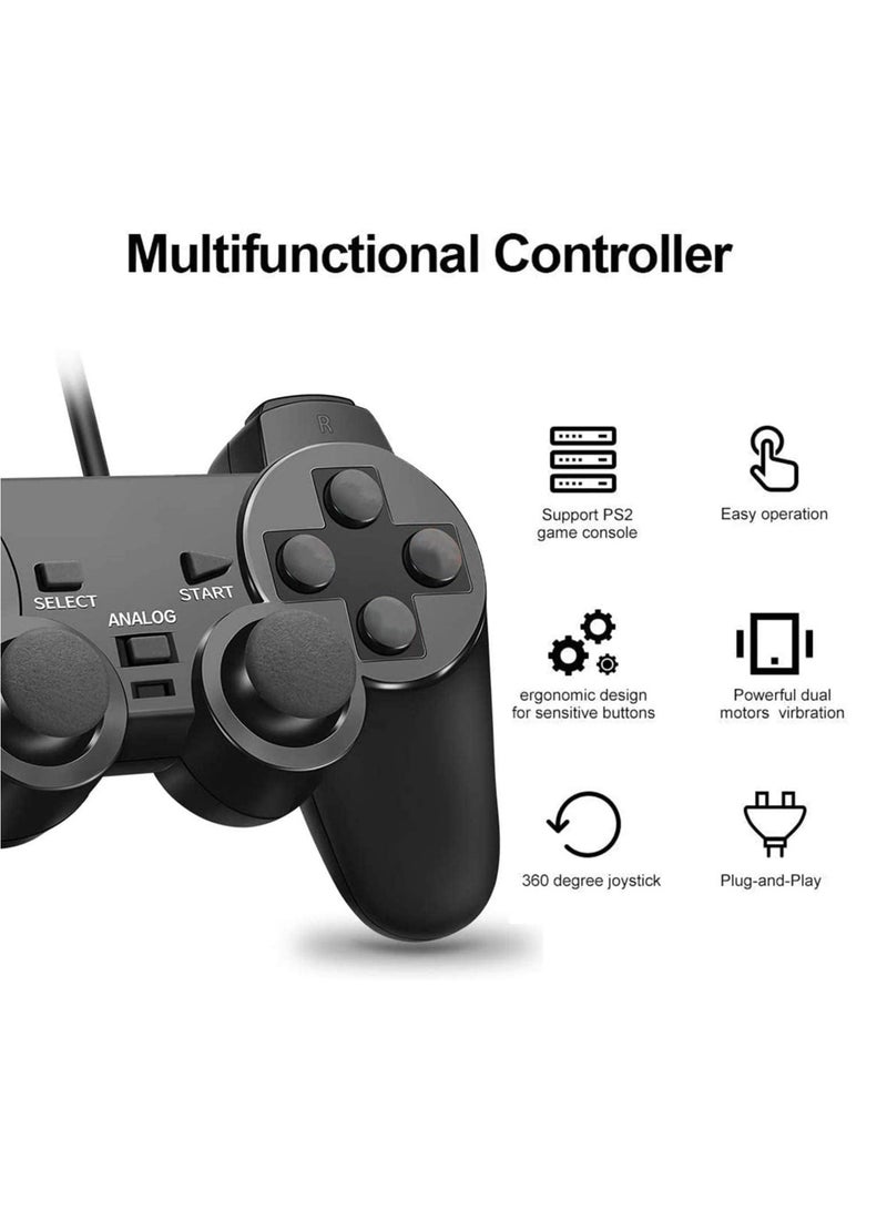 Gaming Controller For PlayStation 2 Black  2pcs - Image 3
