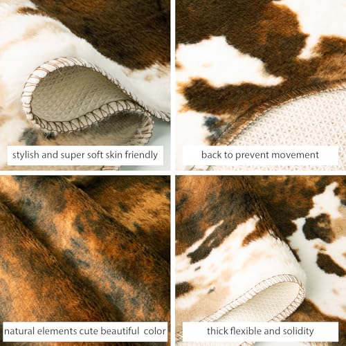 MACEVIA Faux Cowhide Rug Cute Cow Print Rugs Animal Area Carpet Western Decor for Bedroom Non-Slip 43.3" L x 29.5" W(3.6ft x 2.4ft) - Image 5