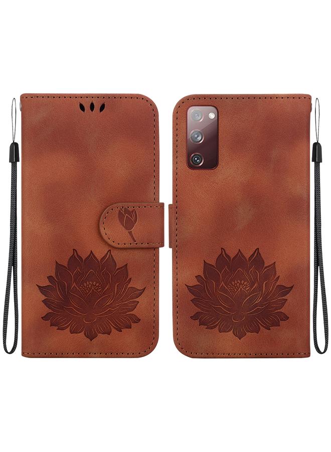 erorex Case For Samsung Galaxy S20 FE 4G / 5G Lotus Embossed Leather Phone Case  - Image 1