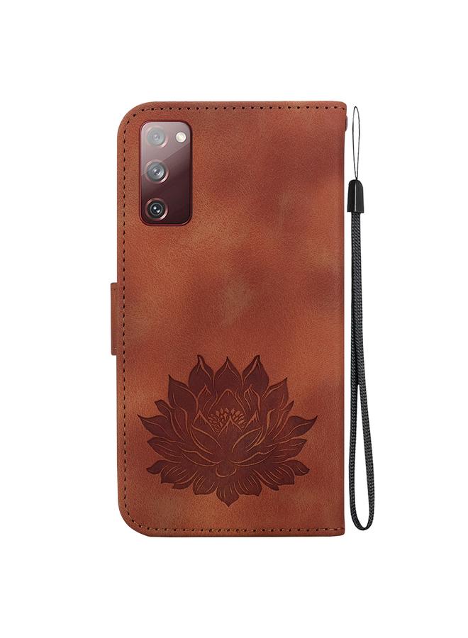erorex Case For Samsung Galaxy S20 FE 4G / 5G Lotus Embossed Leather Phone Case  - Image 3