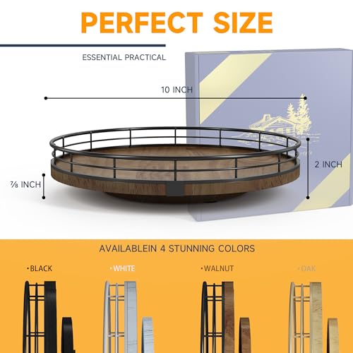 AMH Farmhouse Oak 10" Lazy Susan Turntable Organizer for Cabinet, Round Wooden Lazy Susan Organization and Storage for Dining Table, Pantry, Kitchen, Countertop, Cupboard,Home Decor, Walnut Wood - Image 5