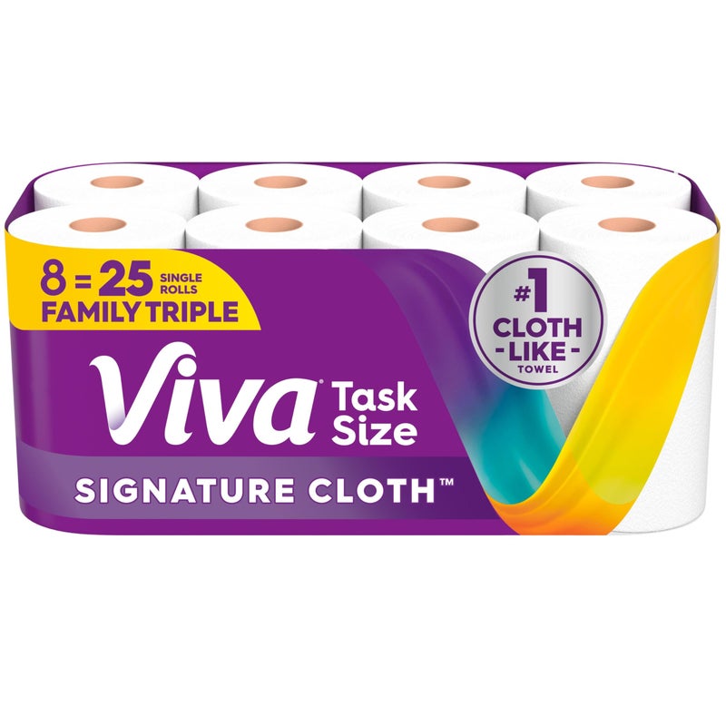 Viva Signature Cloth Paper Towels, Task Size, 8 Family Triple Rolls, 141 Sheets per Roll (Packaging May Vary) - Image 1