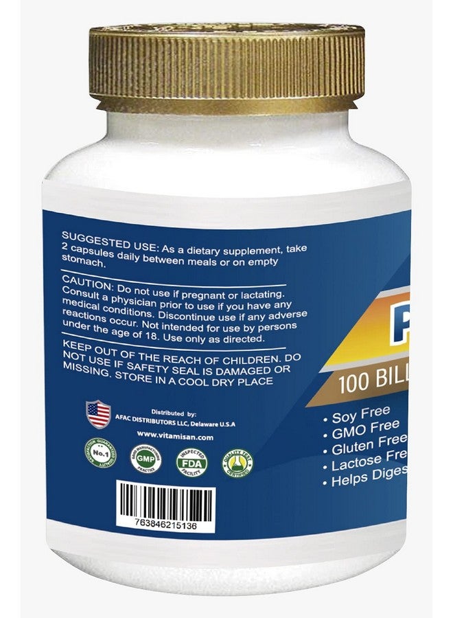 VITAMISAN Probiotics for Women, Probiotics for Men and Adults, Natural, Shelf Stable Probiotic Probiotic Supplement with Organic Prebiotic, Acidophilus Probiotic 100 caps - Image 3