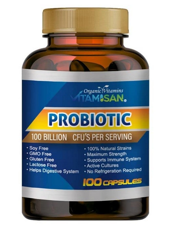 VITAMISAN Probiotics for Women, Probiotics for Men and Adults, Natural, Shelf Stable Probiotic Probiotic Supplement with Organic Prebiotic, Acidophilus Probiotic 100 caps - Image 1