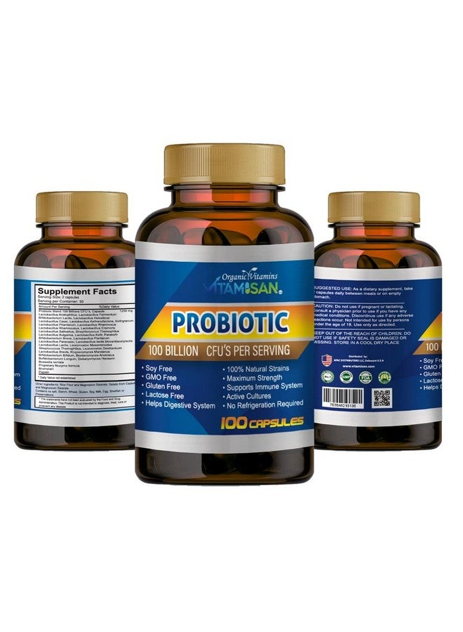 VITAMISAN Probiotics for Women, Probiotics for Men and Adults, Natural, Shelf Stable Probiotic Probiotic Supplement with Organic Prebiotic, Acidophilus Probiotic 100 caps - Image 5