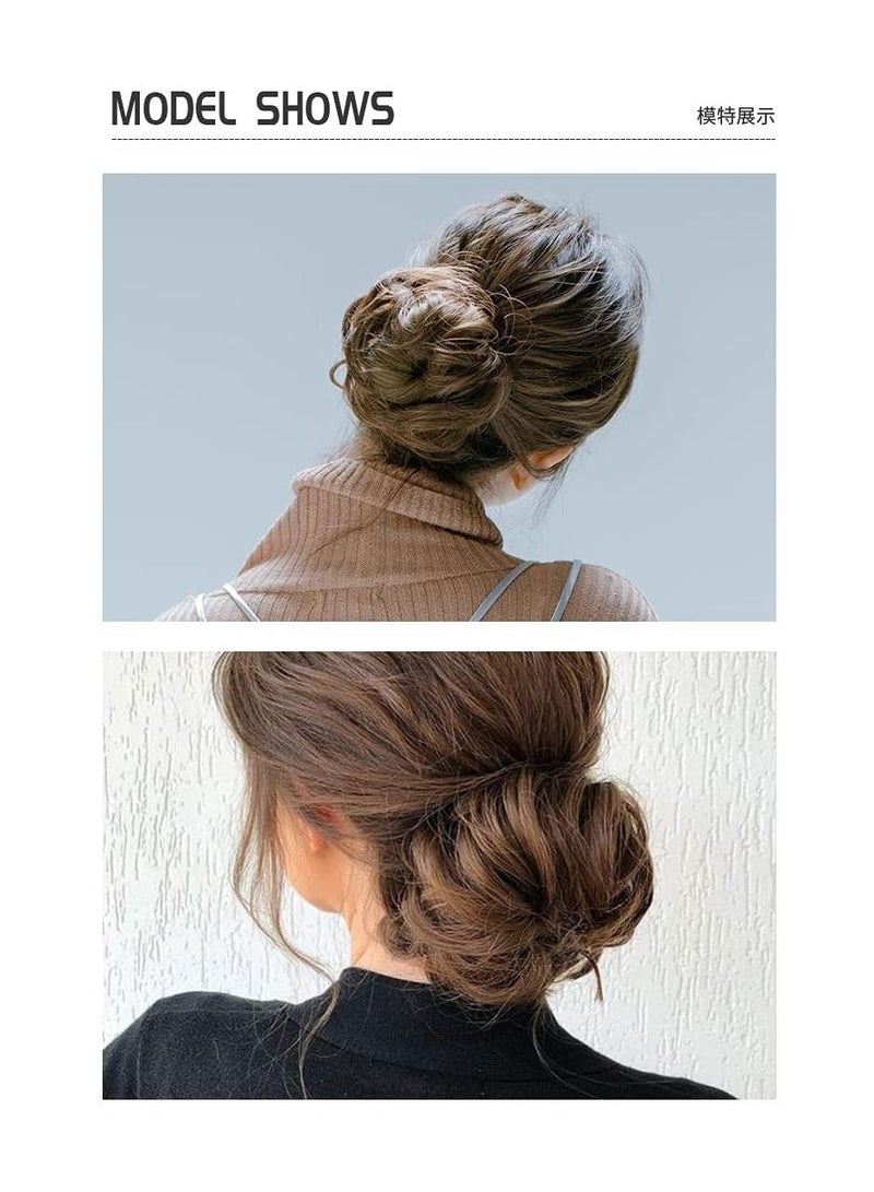 Estelle Eestelle messyBun Scrunchie with Elastic Rubber Band Ponytail Hair Extensions Updo Chignon Donut Ponytail Hairpiece Synthetic Tousled Hair for Women (light brown #4M30) - Image 4