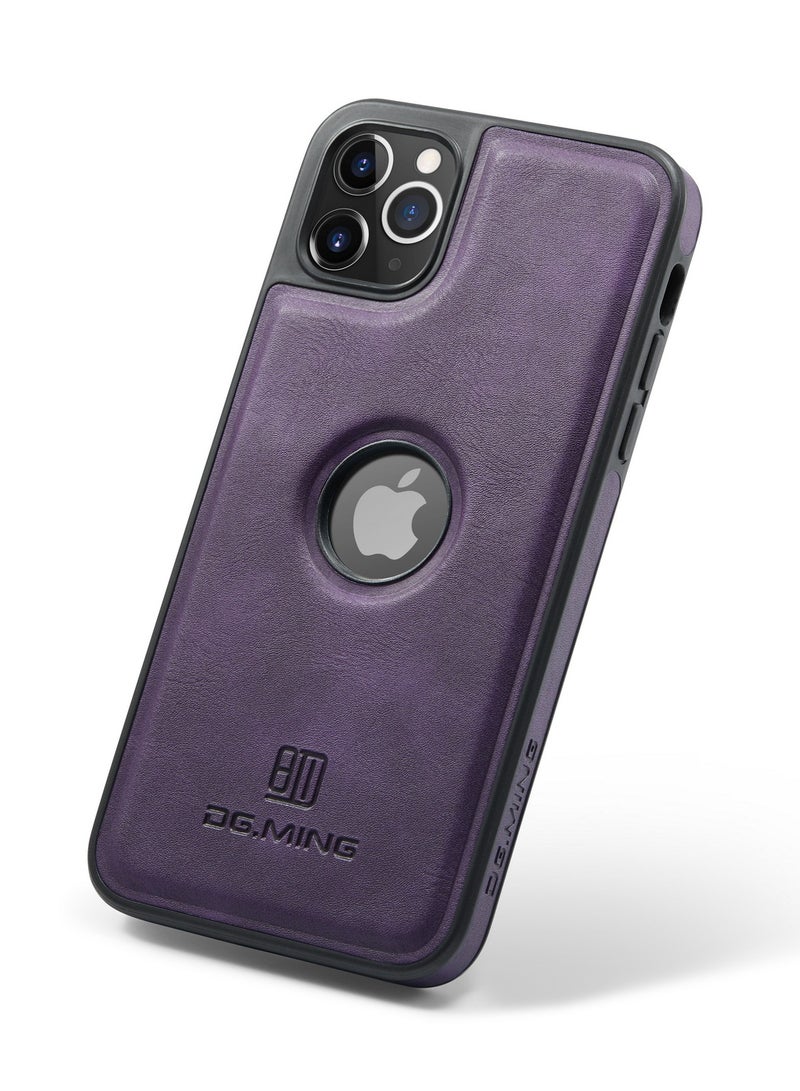 ديجمينغ جراب حماية خلفي جلد صناعي مع فتحة شعار مضاد للصدمات متوافق مع  Iphone 11 Pro Max (ارجواني) - Image 1