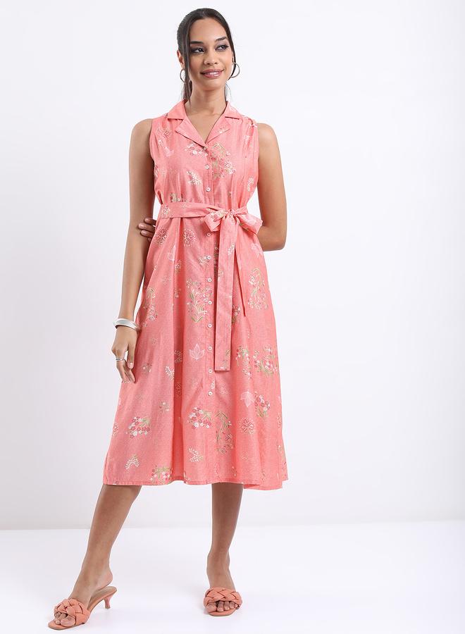 فيشود فستان بحزام بنقوش الزهور - Image 2