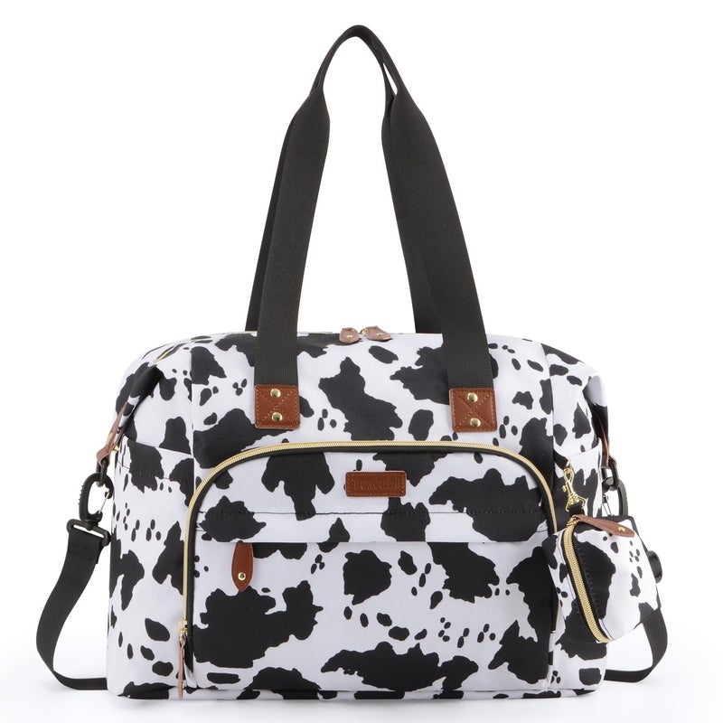 Tuwubi Diaper Bag ToteBaby Diaper Bag with Pacifier Case Large Travel Diaper Tote Caddy for Mom and Dad Multifunction Large Baby Bag MCow Print - Image 2