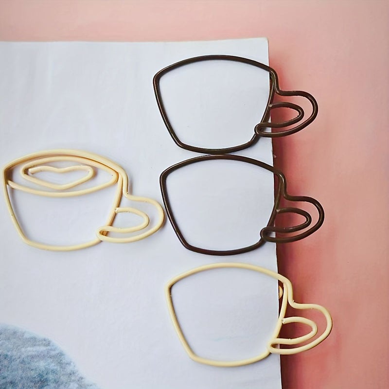 20pcs-Coffee-cup Paper Clips Metal Paperclips for Journaling Planner Office Desk Supplies Cute Stationery Gift Set for Coffee Lovers and Students - Image 4