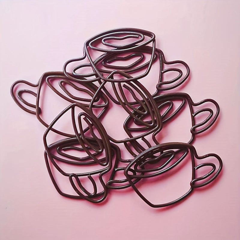 20pcs-Coffee-cup Paper Clips Metal Paperclips for Journaling Planner Office Desk Supplies Cute Stationery Gift Set for Coffee Lovers and Students - Image 1