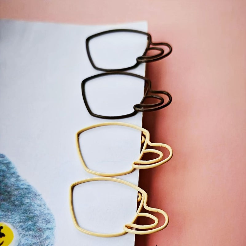 20pcs-Coffee-cup Paper Clips Metal Paperclips for Journaling Planner Office Desk Supplies Cute Stationery Gift Set for Coffee Lovers and Students - Image 2