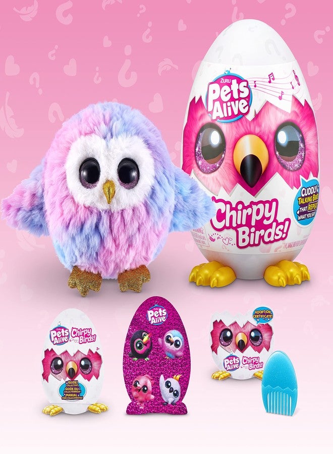 Pets Alive Chirpy Birds (OWL) by ZURU, Electronic Pet That Speaks, Giant Surprise Egg, Stickers, Comb, Fluffy Clay, Bird Animal Plush for Girls - Image 3