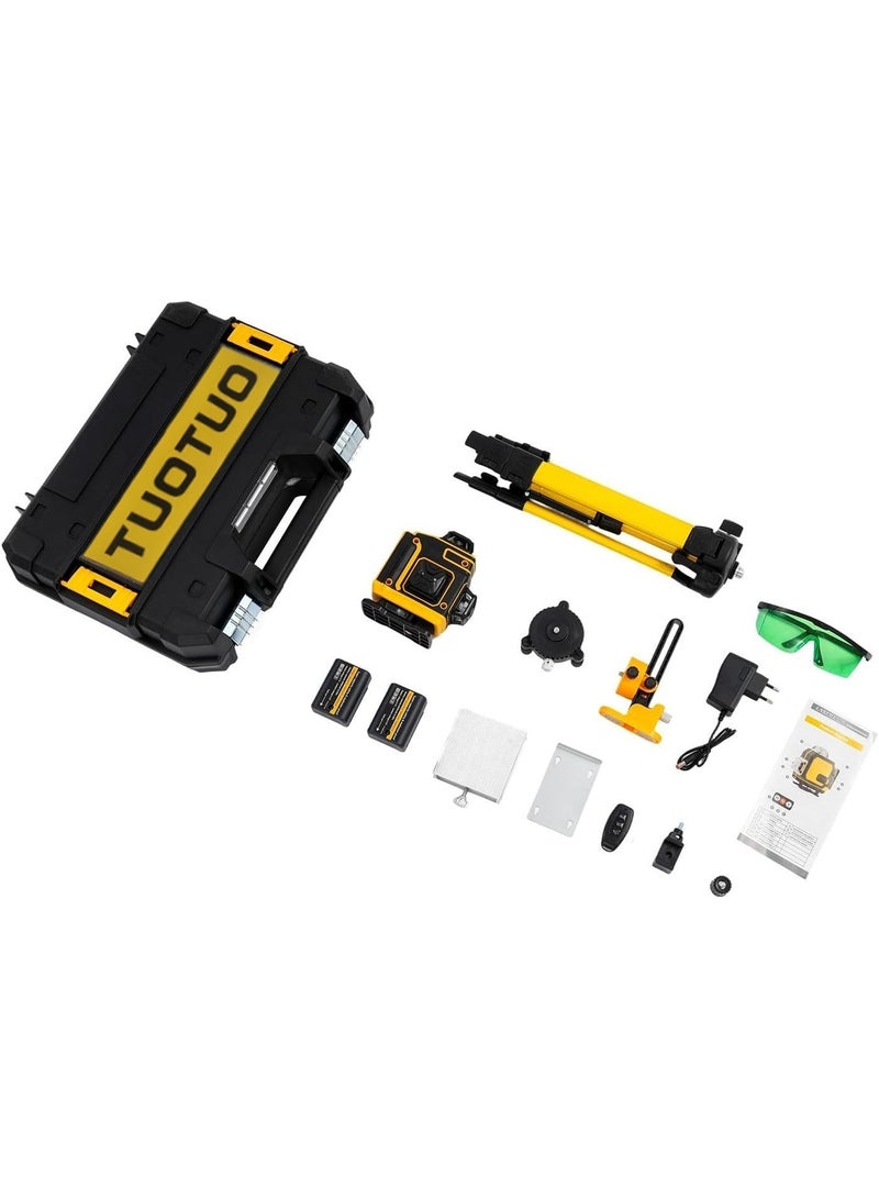 TUOTUO 16 Lines 4D Laser Level Horizontal Vertical Line Laser, 2xRechargeable Battery, Remote Control, Portable Toolbox, Magnetic Rotating Stand Included - Image 3