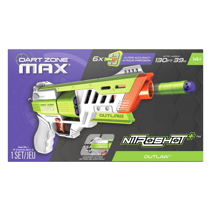 Dart Zone Max Nitroshot+ Outlaw High-Powered Hammer Prime Half-Length Pro Dart Blaster - 14+ - Image 5