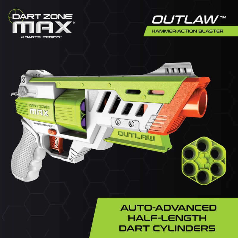 Dart Zone Max Nitroshot+ Outlaw High-Powered Hammer Prime Half-Length Pro Dart Blaster - 14+ - Image 2